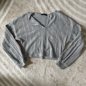 Light Gray Ribbed Knit Top